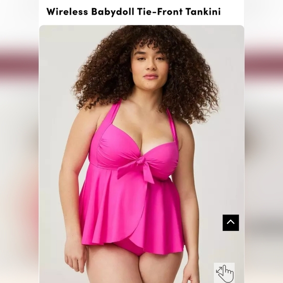 Torrid Wireless Pink Tankini Top & Multi Striped Bottoms Size 10/12  0x D/DD - Picture 14 of 15